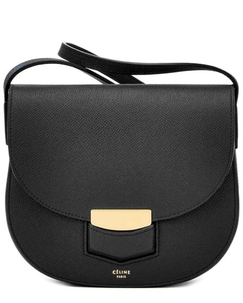 Trotteur leather crossbody bag Celine Black in Leather 